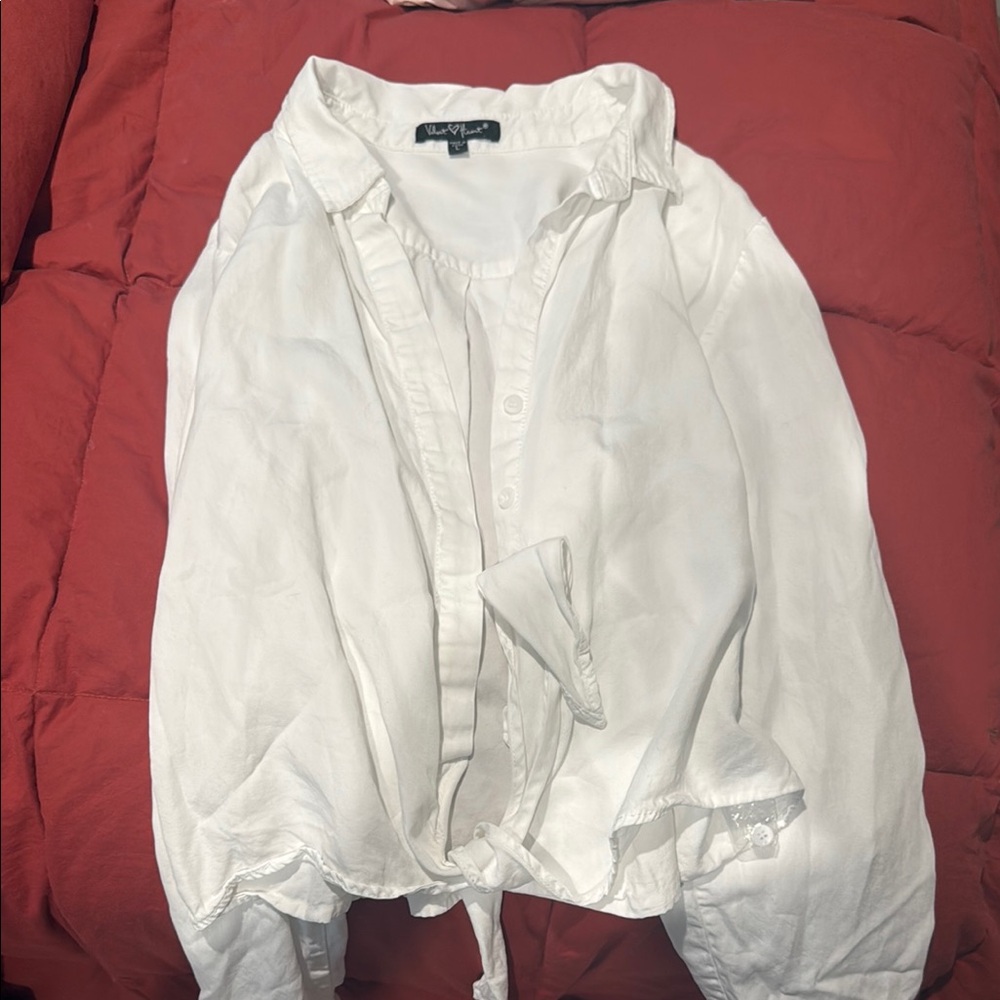 Velvet Heart Cream Button-Up Blouse